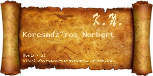 Korcsmáros Norbert névjegykártya